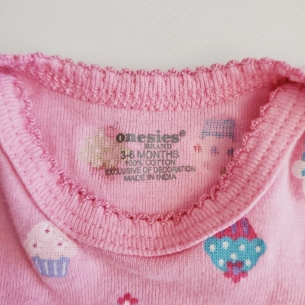K1071 * Onesies Brand Cupcake Print Bodysuit Pink Size 3-6M